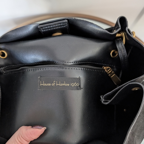 House of Harlow 1960 Black Suede Tote Bag - Picture 3 of 4